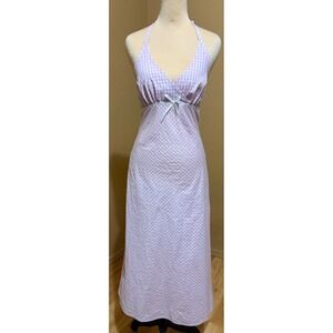 Kimchi Blue Gingham Halter Maxi Dress Light Pink White Bow Accent Size S